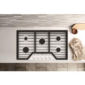 36" Gas Cooktop With Ez-2-Lift Hinged Cast-Iron Grates - White - Steel