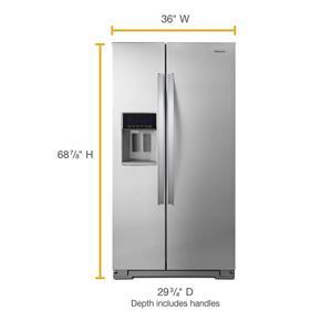 36" Wide Counter Depth Side-By-Side Refrigerator - 21 Cubic Feet - Fingerprint Resistant Stainless Steel