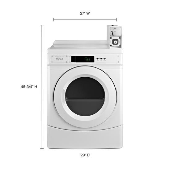 27" Commercial Electric Front-Load Dryer Featuring Factory-Installed Coin Drop With Coin Box