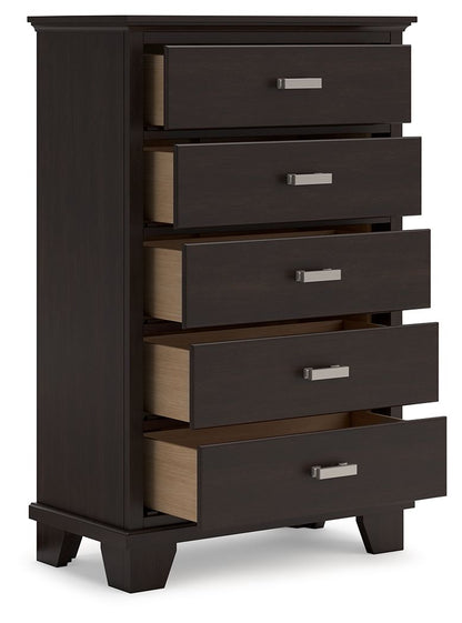 Covetown - Dark Brown - Five Drawer Chest