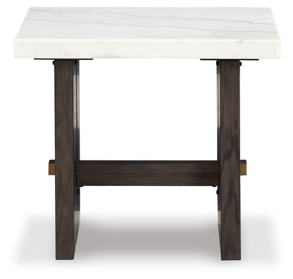 Burkhaus - White / Dark Brown - Rectangular End Table