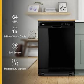 Heavy-Duty Dishwasher With 1-Hour Wash Cycle - Black - 26,5" Depth