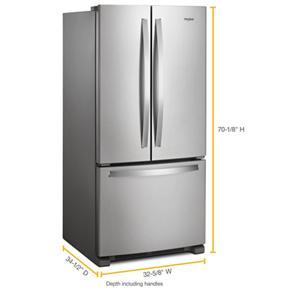 33" Wide French Door Refrigerator - 22 Cubic Feet - Gray