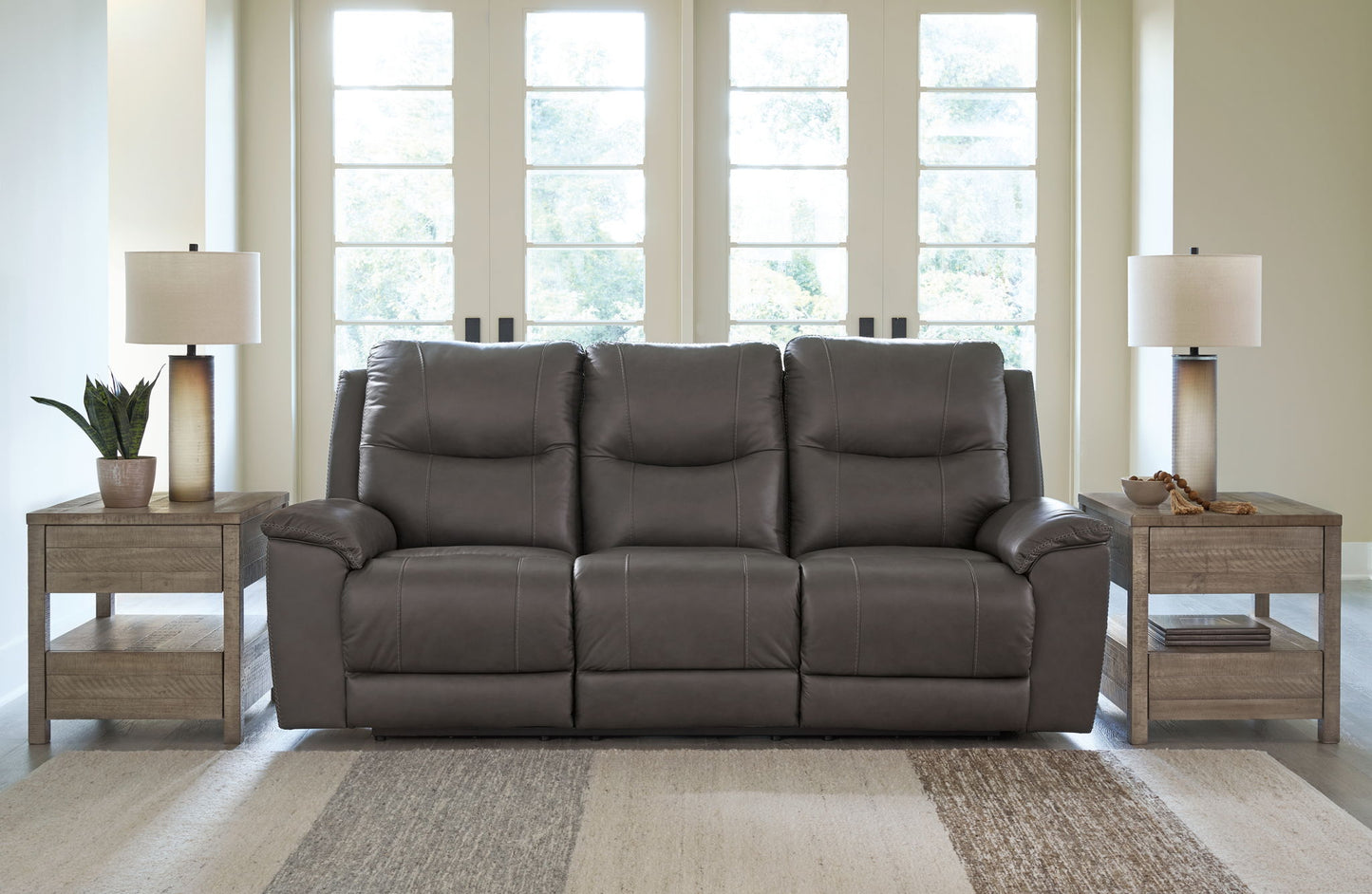 Dearview - Power Reclining Sofa With Adj Headrest - Fog