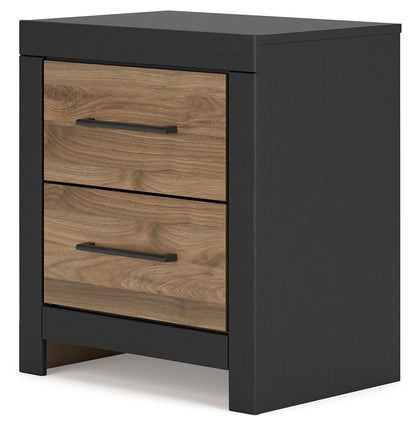 Vertani - Black / Honey Brown - Two Drawer Night Stand