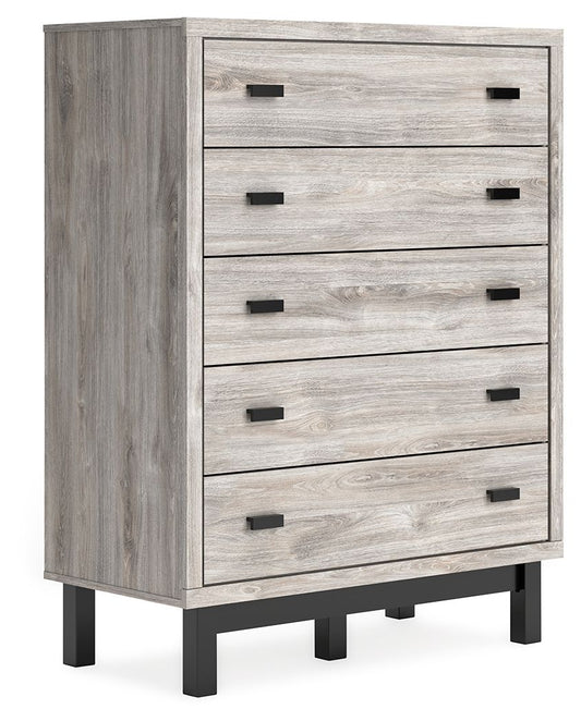 Vessalli - Black / Gray - Five Drawer Wide Chest