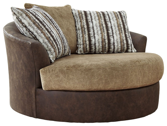 Alesbury - Chocolate - Oversized Swivel Accent Chair