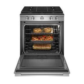 58 Cubic Feet Smart Slide-In Gas Range With Ez-2-Lift Hinged Cast-Iron Grates - Gray