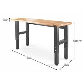 6' Wide Adjustable Height Hardwood Workbench