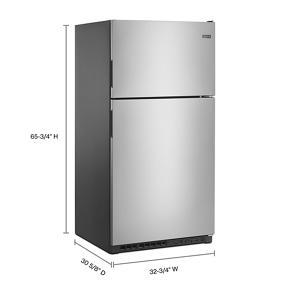 33" Wide Top Freezer Refrigerator With PowerCold Feature - 21 Cubic Feet - Fingerprint Resistant Stainless Steel