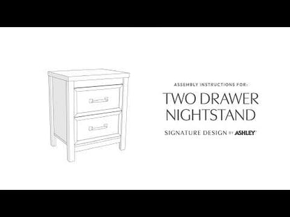 Kerisden - Two Drawer Night Stand - White / Brown